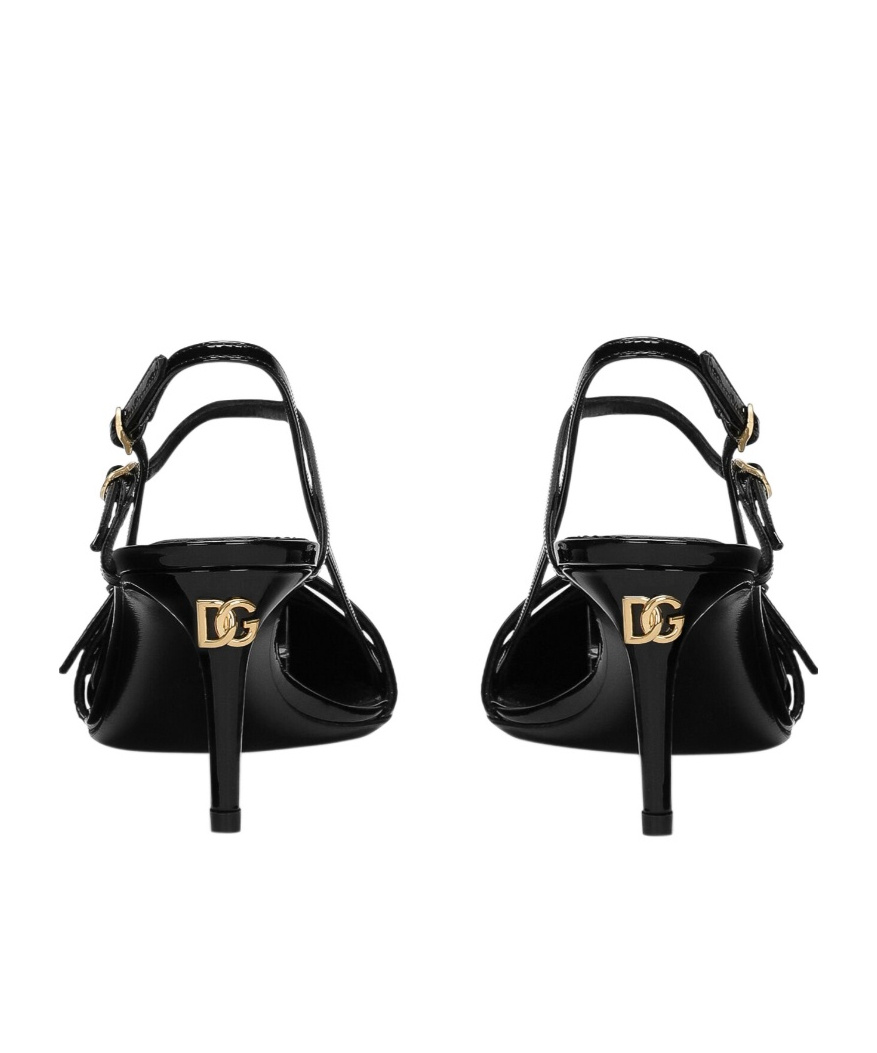Dolce & Gabbana Dg Patent Leather Slingback Pumps In Black