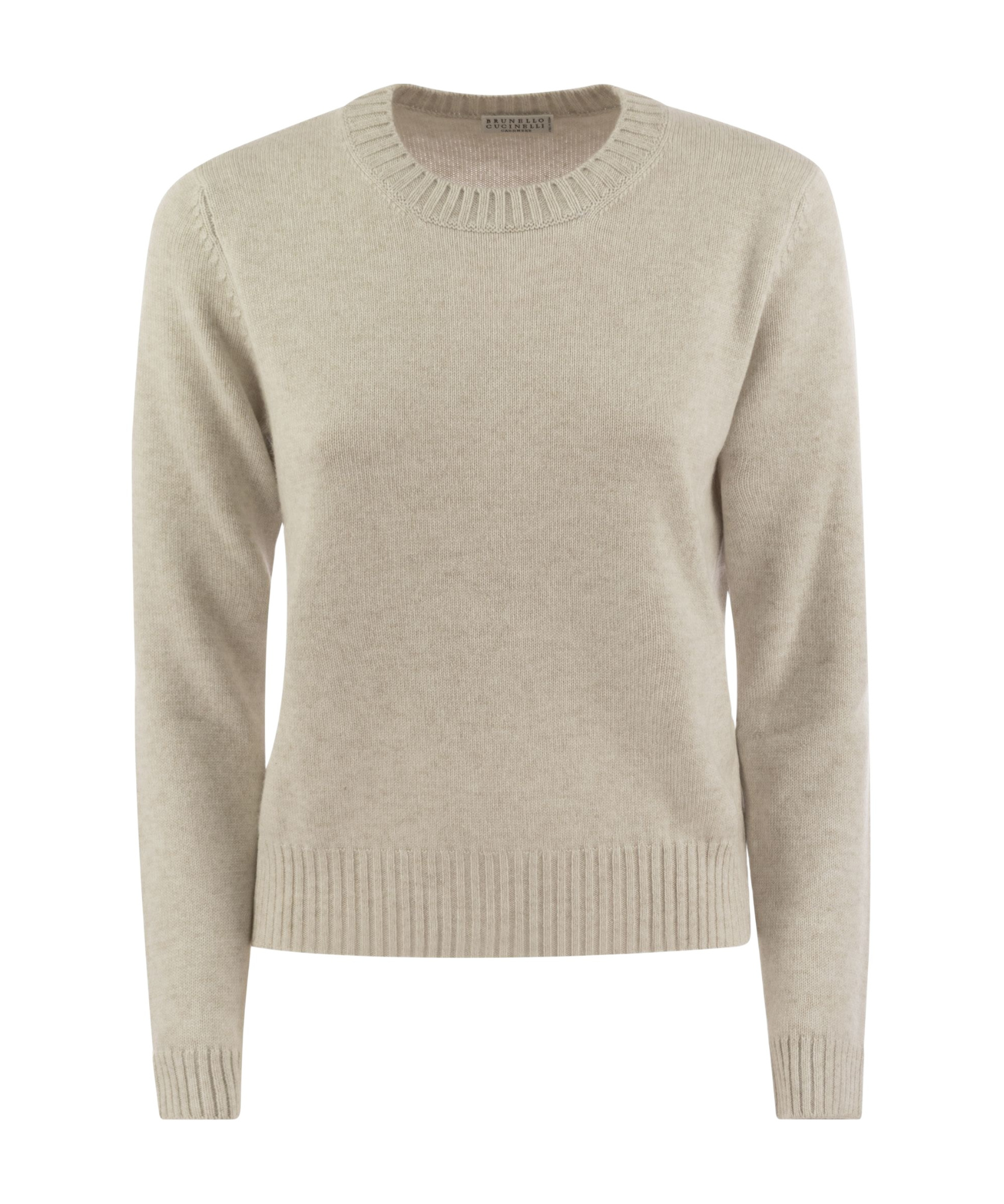 Brunello Cucinelli Women's Cashmere Sweater With Shiny Cuff Details In Nude
