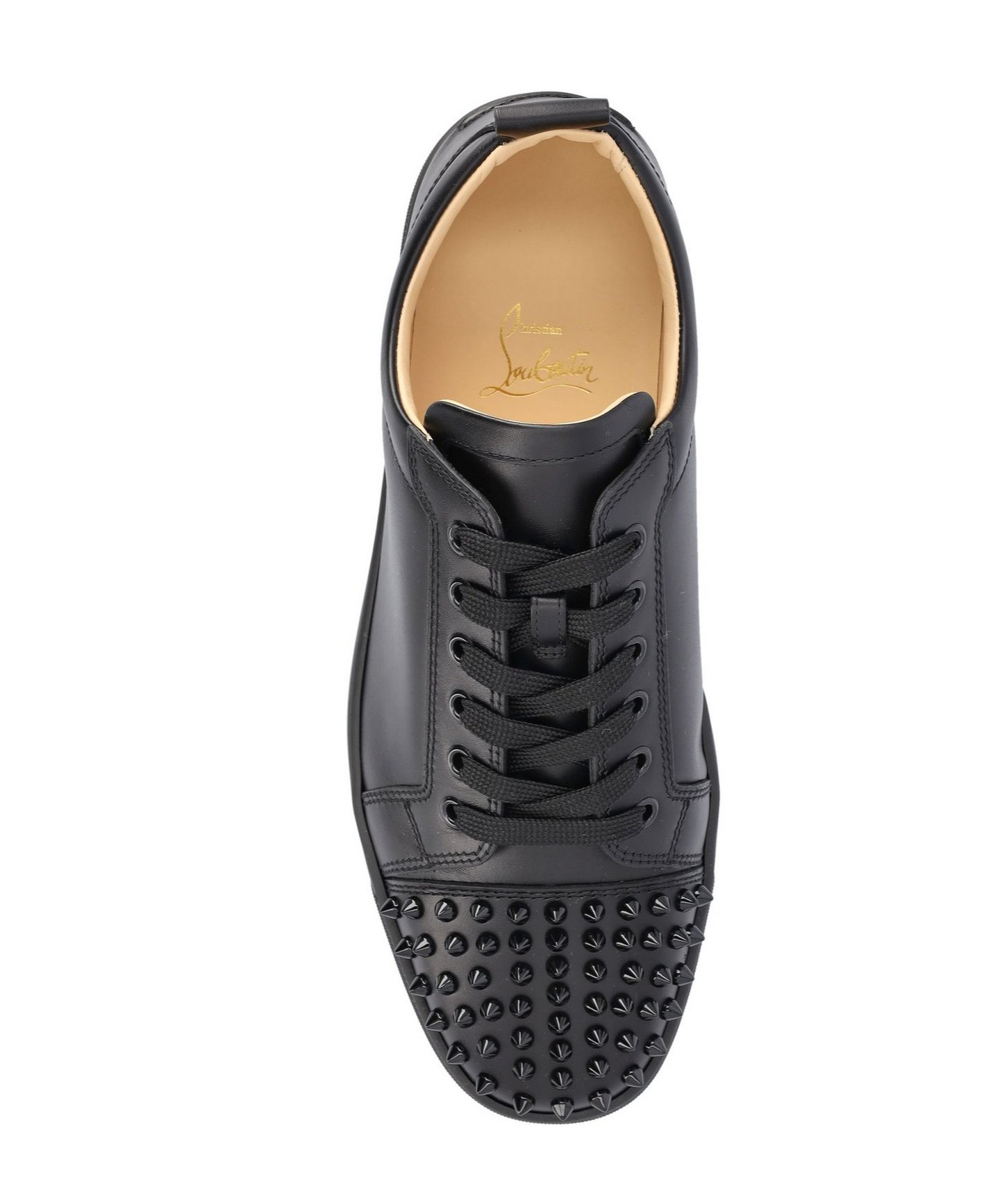 Christian Louboutin Louis Junior Spikes Cap-toe Leather Sneakers In Black