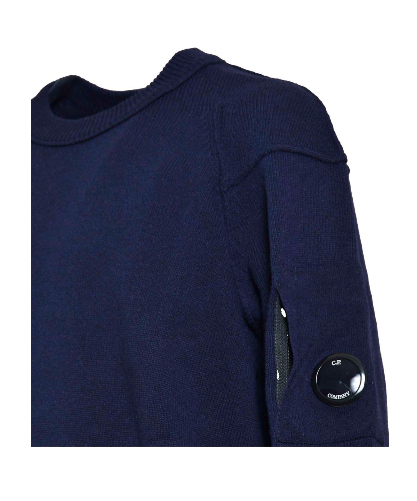 Shop C.p. Company Round Neck Sweater In Blue