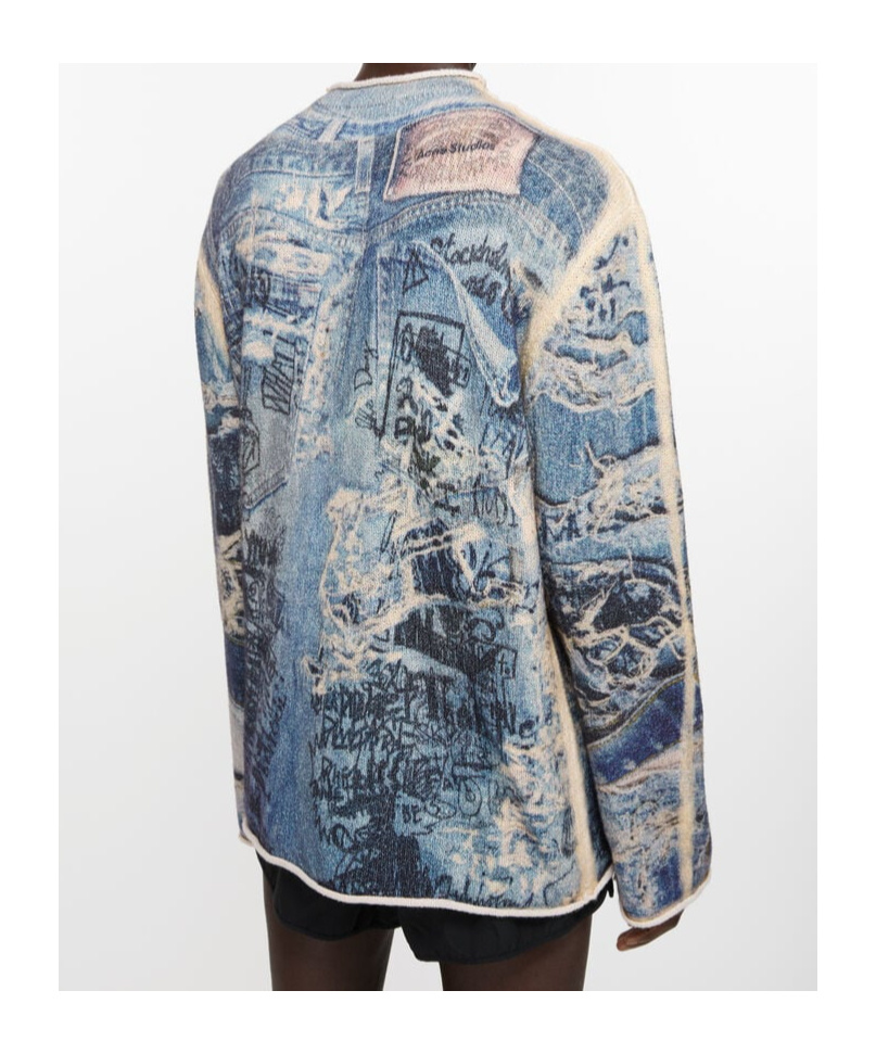 ACNE STUDIOS DENIM-PRINTED SWEATER