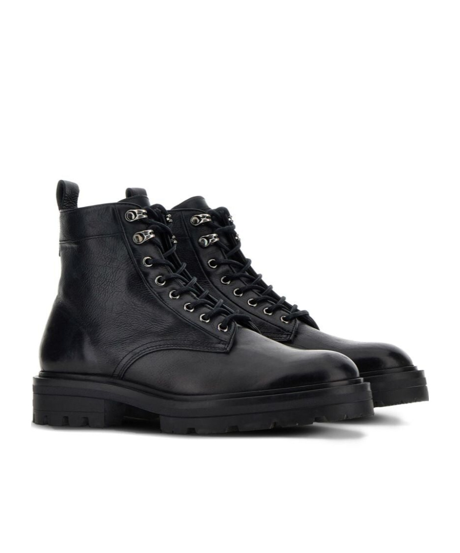 Hogan H673 Combact Boots Shoes In Black