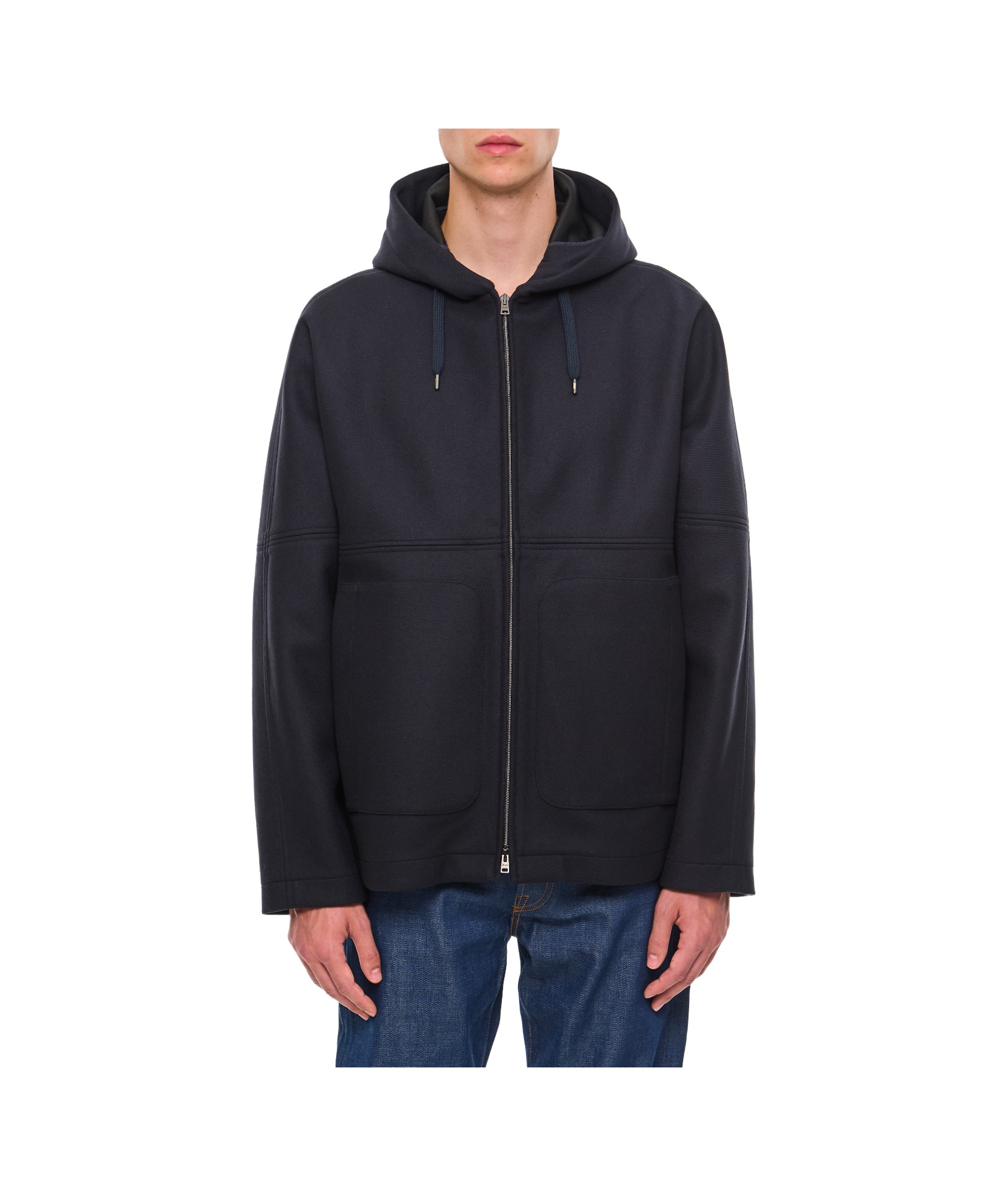 Herno Logo-patch Hooded Jacket In Black