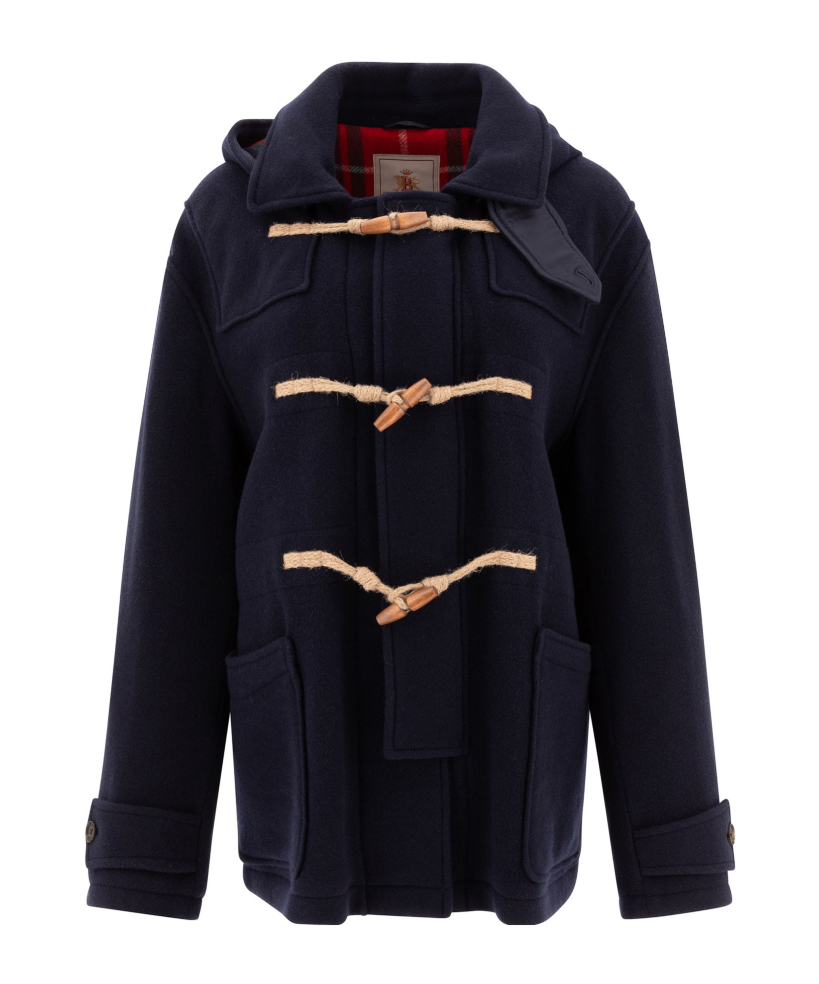 Baracuta Double Wool Short Duffle Navy Blue Montgomery Jacket In Black
