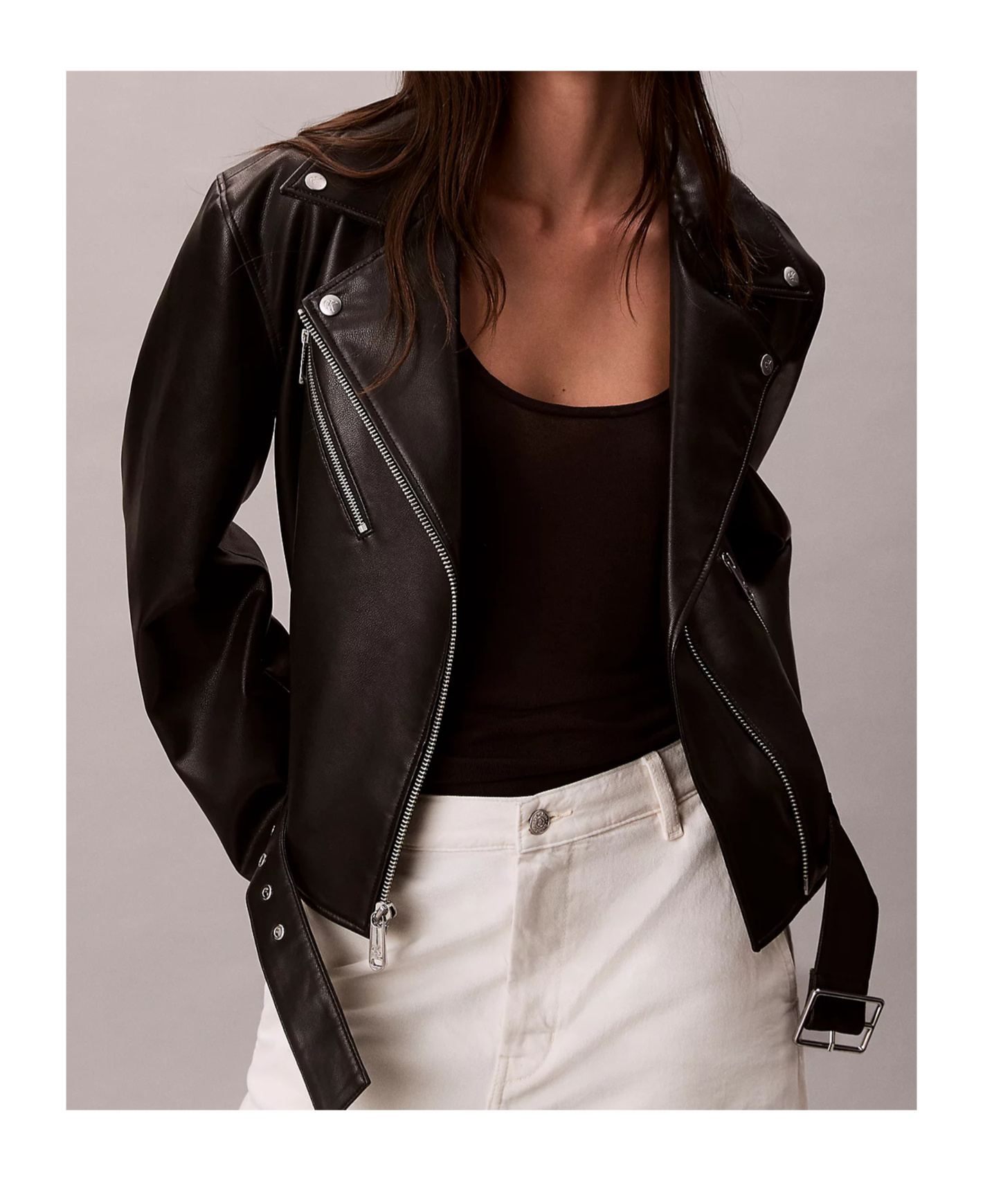 Calvin Klein Jeans Est.1978 Faux Leather Biker Jacket In Black