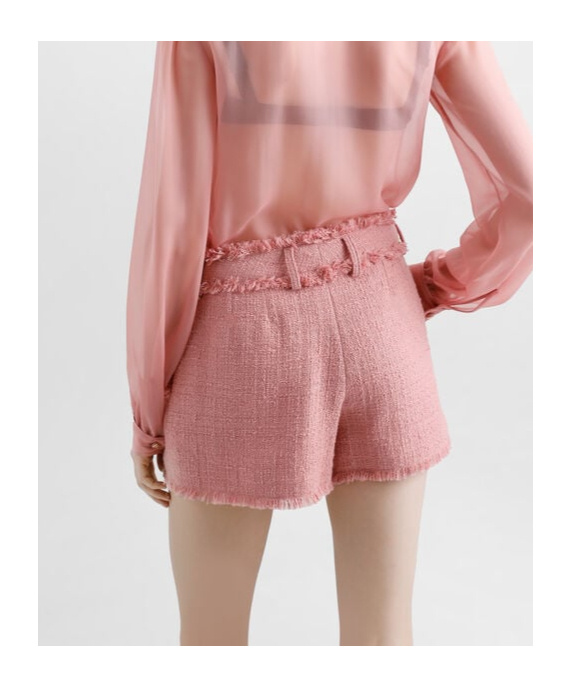 Dolce & Gabbana Cotton Shorts With Belt Loops And Frayed Hem In Pink