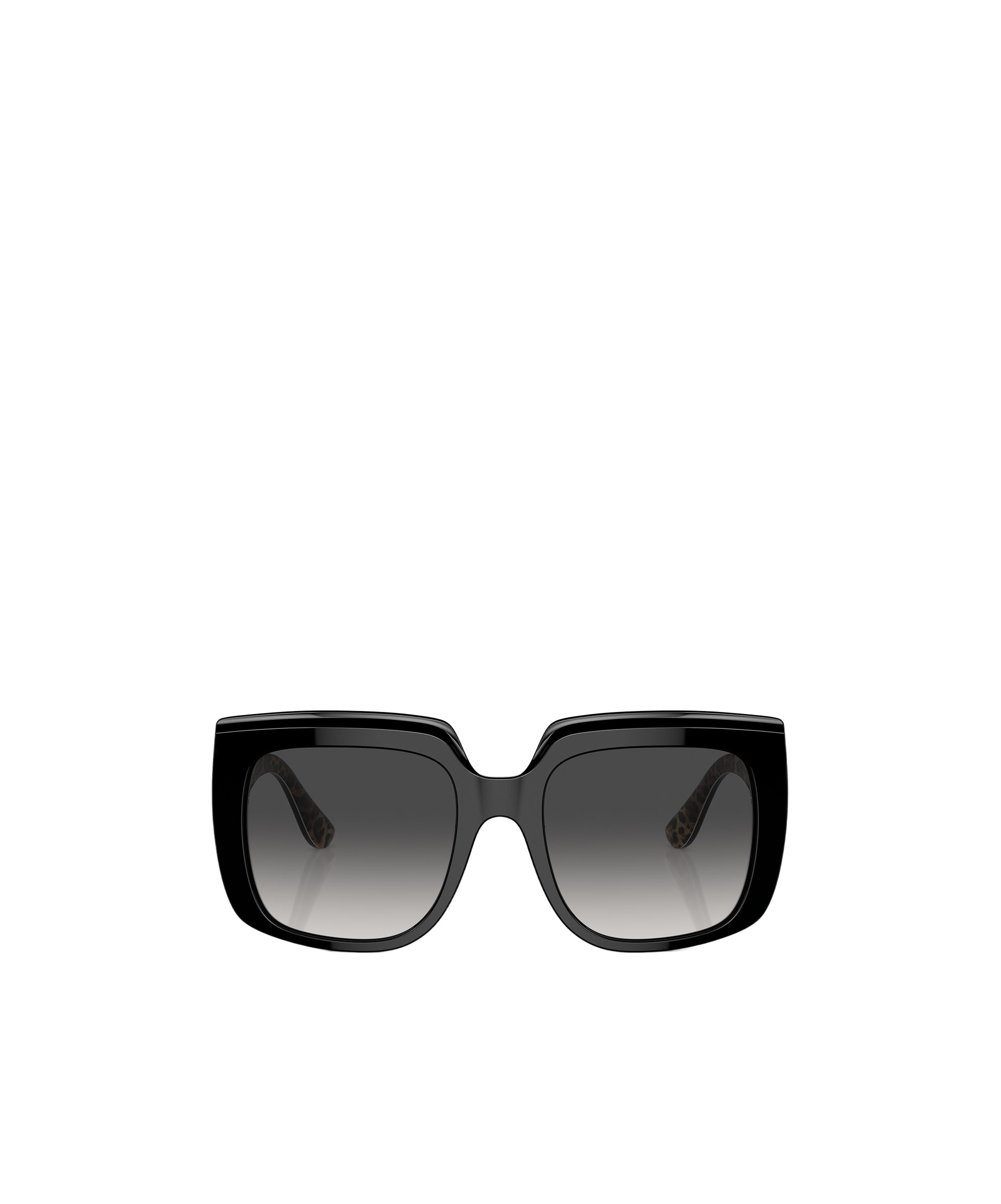 Dolce & Gabbana Square-frame Oversized Sunglasses In Black On Leopard Brown Print