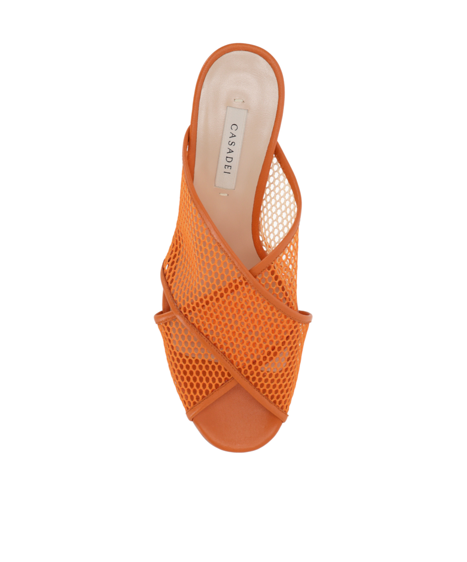 Casadei Mesh Cross Strap Mules In Orange