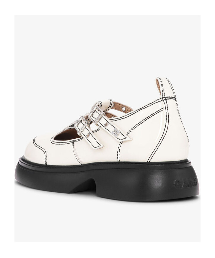 Ganni Off-white Mary Jane Loafers In White