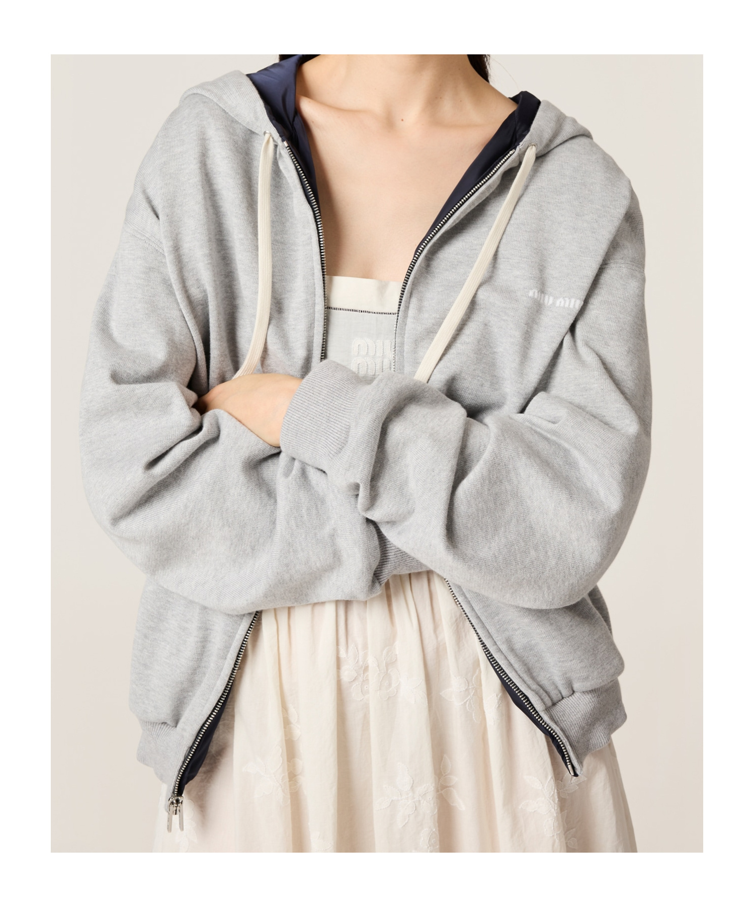 Miu Miu Jersey And Technical Pongé Blouson Jacket