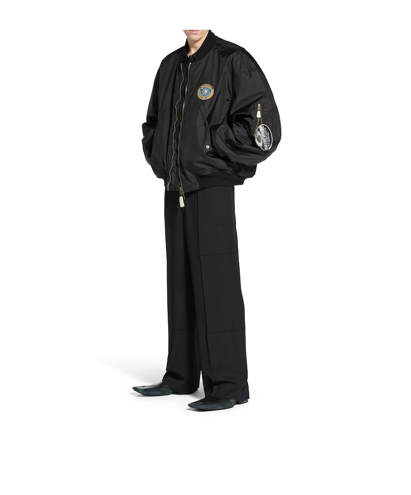Balenciaga Oversize Ribbed Trims Sleeve Pocket In Black