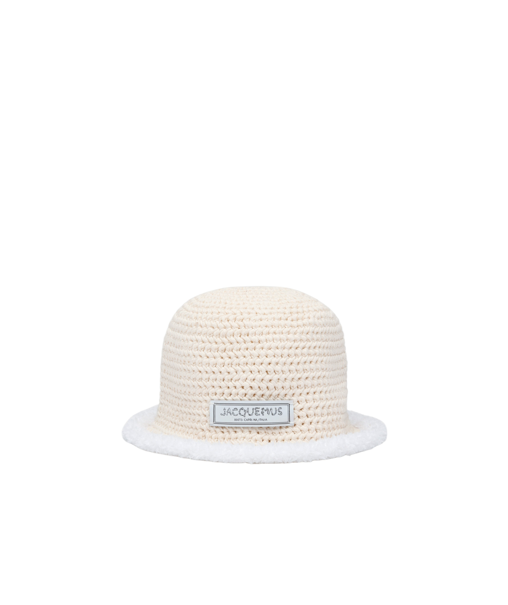 Jacquemus Le Bob Bordino Cable Knit Bucket Hat In White