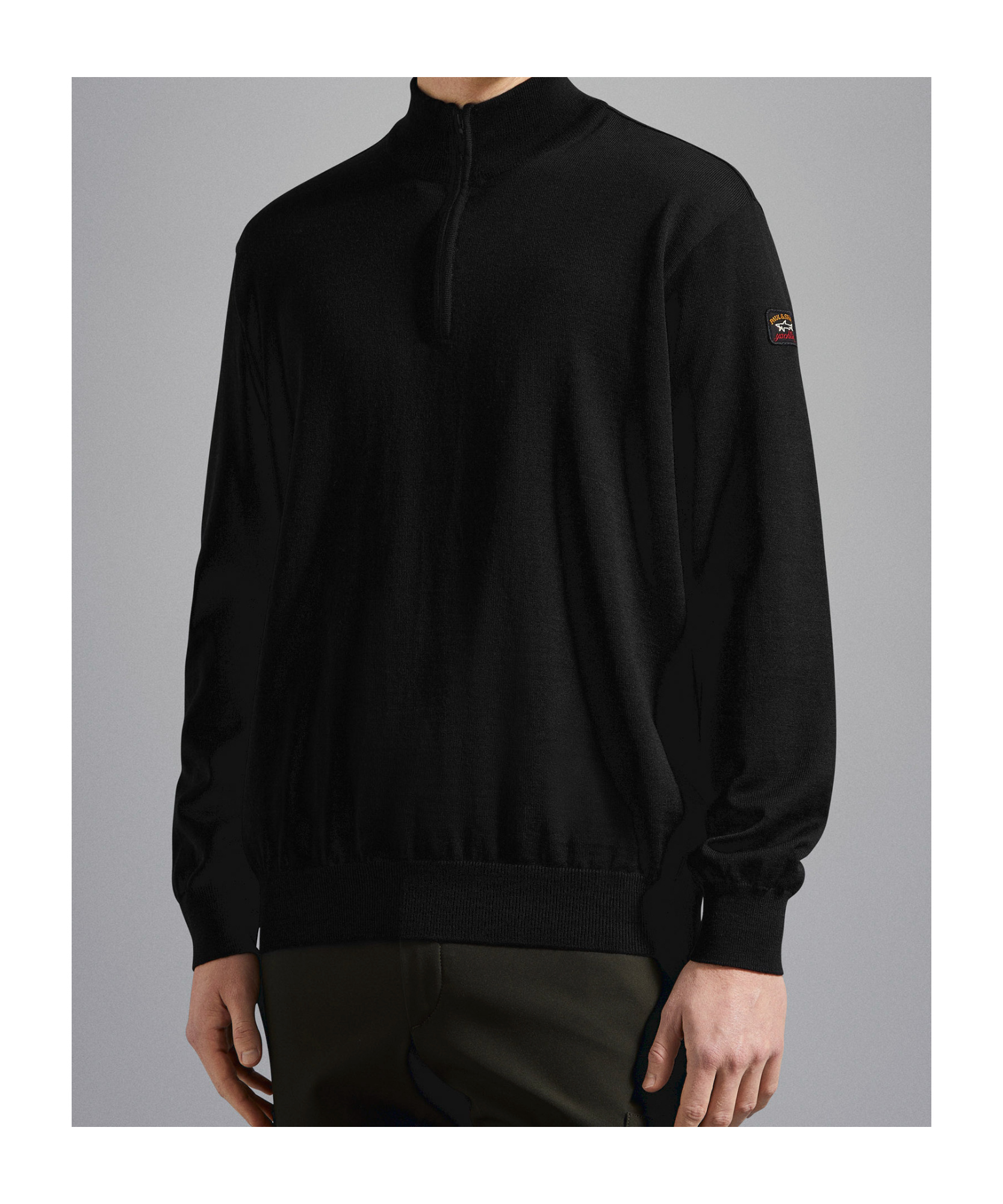 Paul & Shark Fine-knit Half-zip Jumper In Black