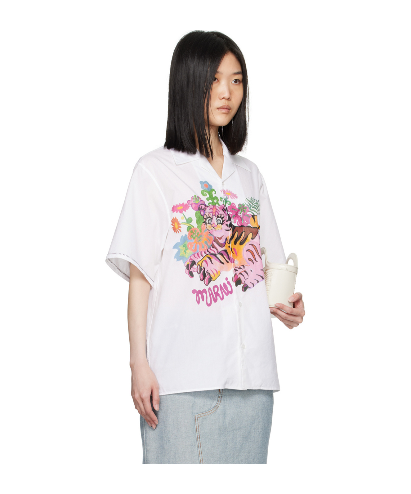 Marni Funky Flowersd Short-sleeved Shirt In White