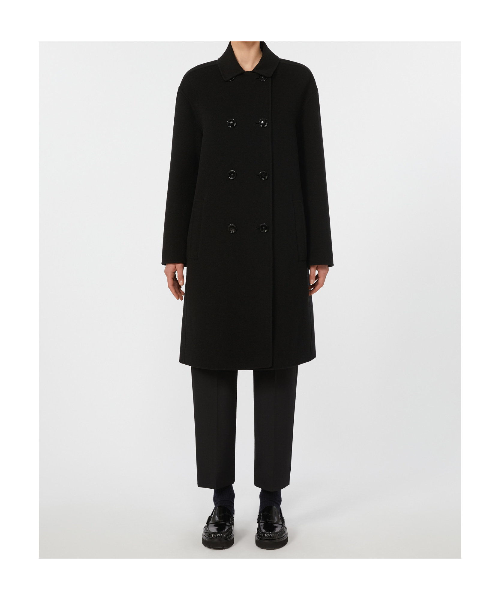 Max Mara Double-faced Wool Coat In Black