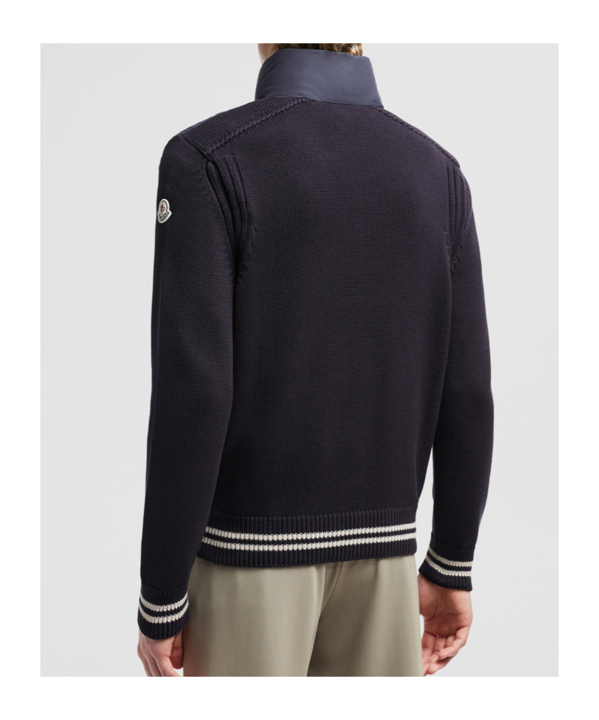 Moncler Cardigan En Coton Matelassé In Blue