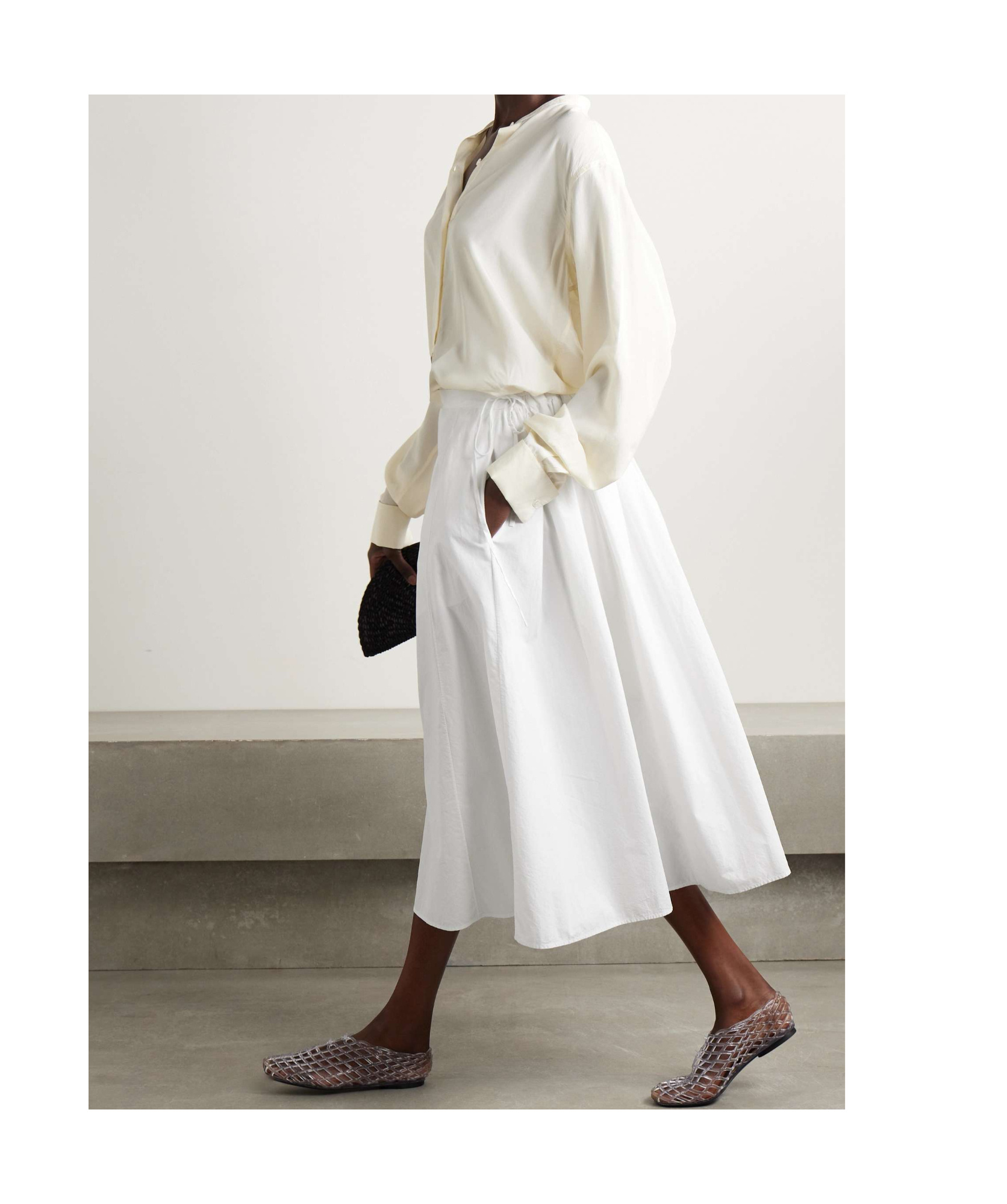 The Row Cotton Poplin Mid-length Dress In White