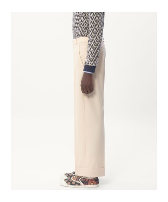 Valentino Wool Gabardine Trousers With Turn-ups In Nude