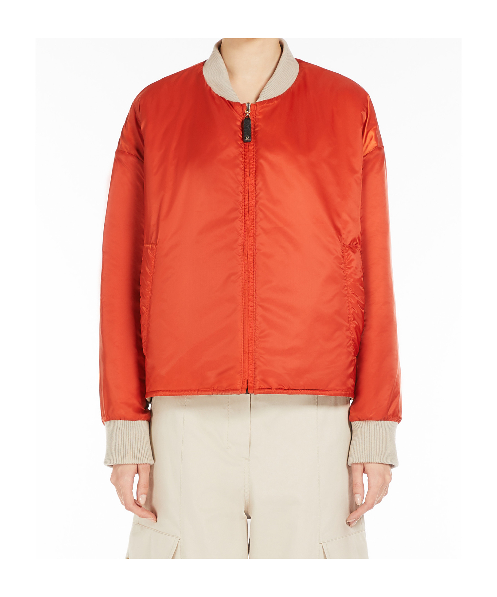 Max Mara Long-sleeved Double-sided Cotton Jacket In Nude