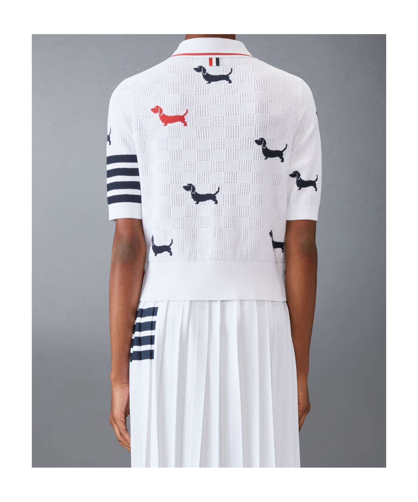 Thom Browne Short-sleeved Sweater In White