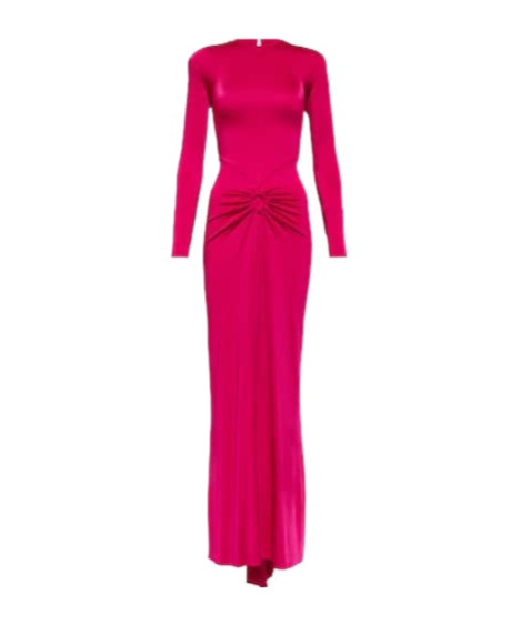 Victoria Beckham Pleated Knit Maxi Skirt In Pink