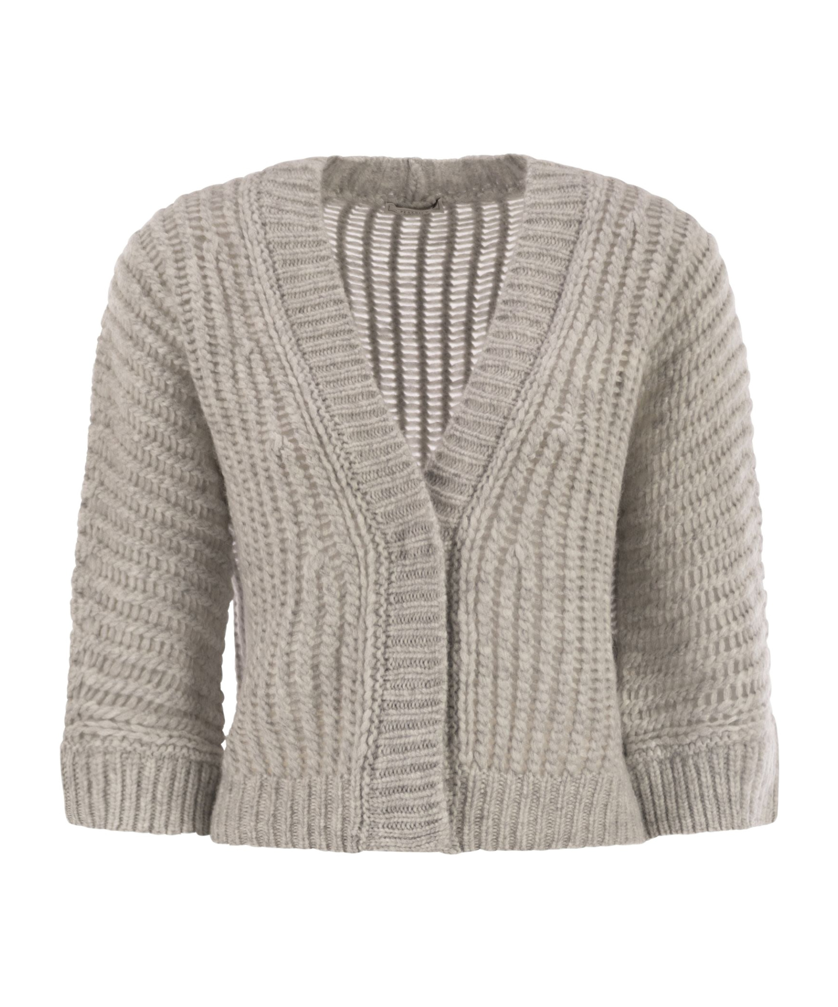 Peserico Wool And Alpaca Mesh Cardigan In Neutral