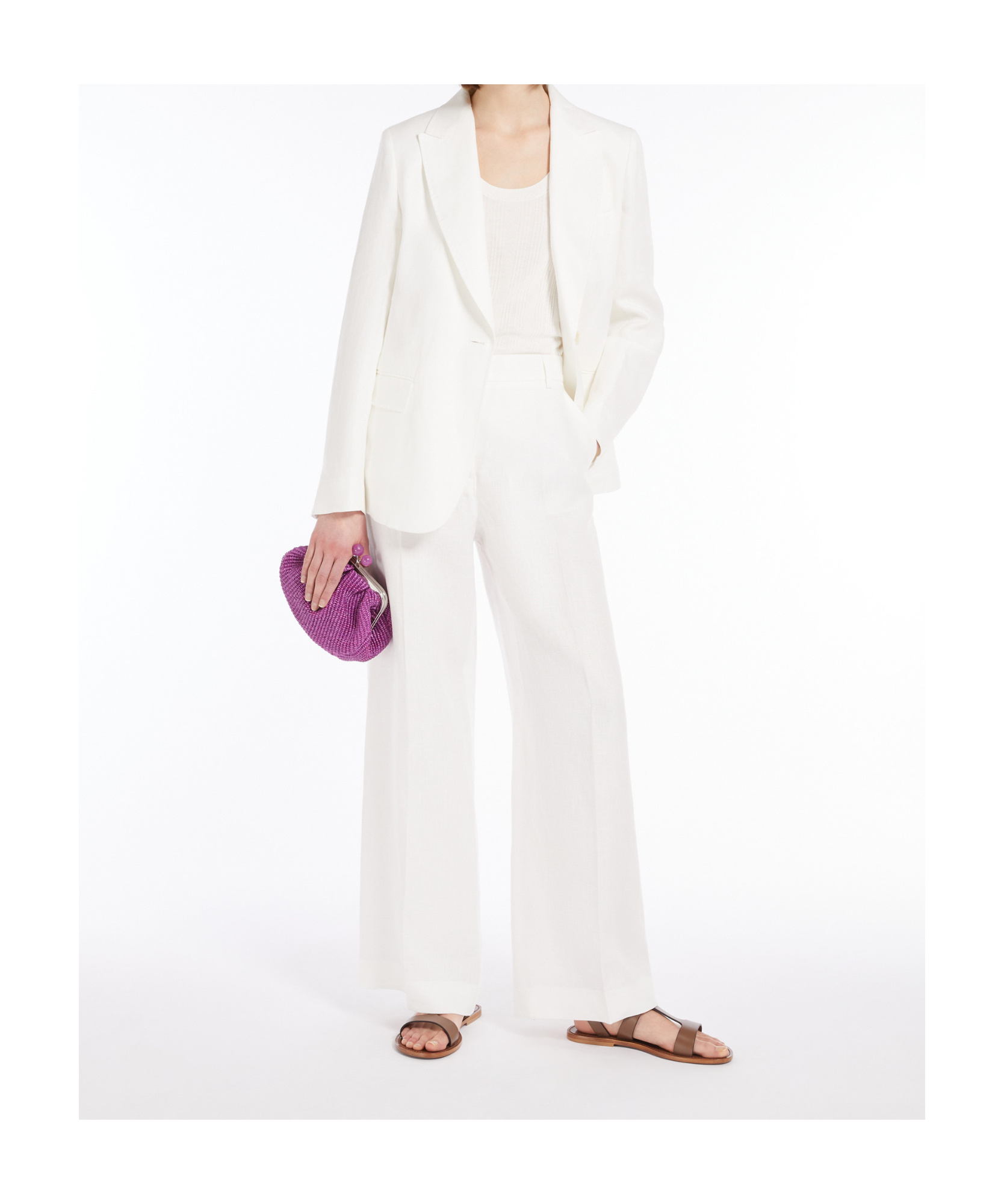 Weekend Max Mara Linen Canvas Trousers In White