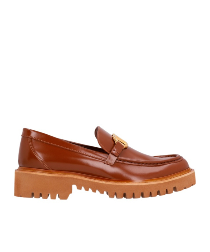 Valentino Round Head Loafer Shoes In Red