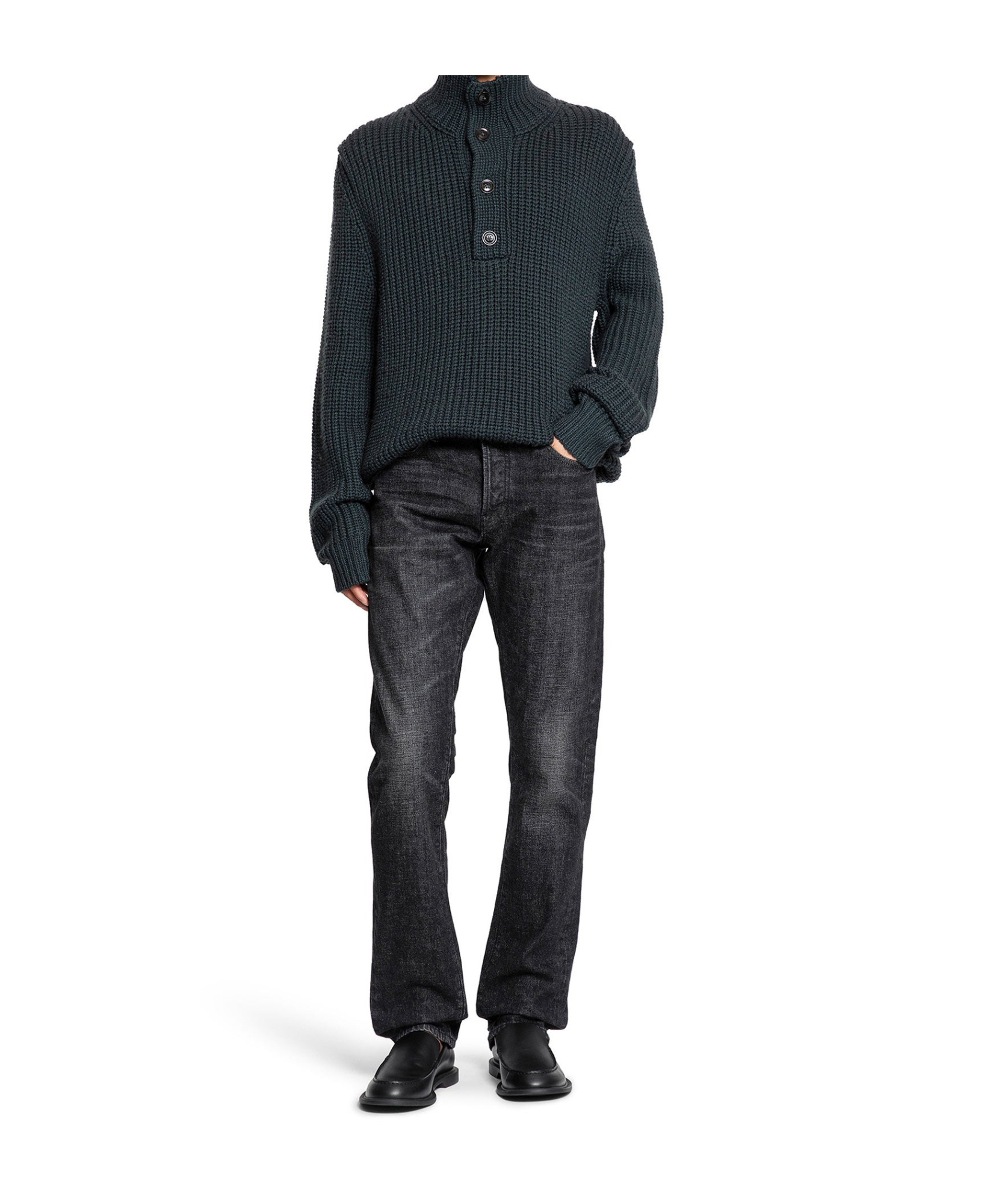 Tom Ford Maglione A Mezza Abbottonatura In Lana Cashmere In Gray