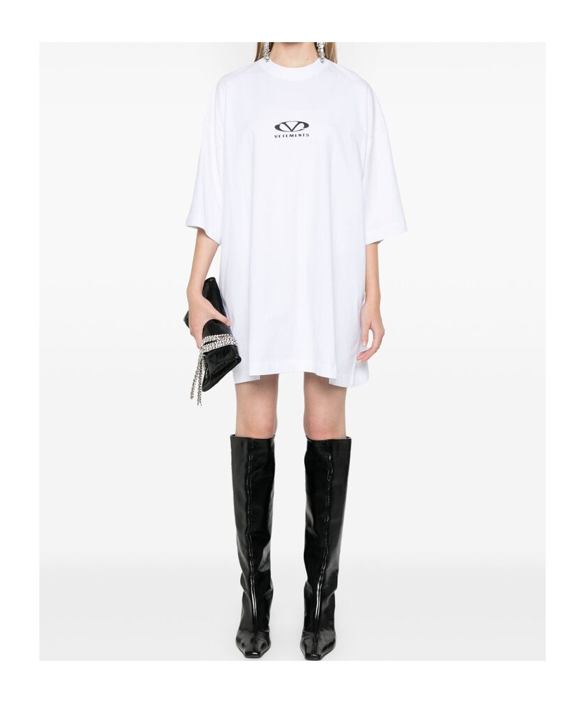 Vetements Short Sleeves Unisex Cotton Blend T-shirt In White