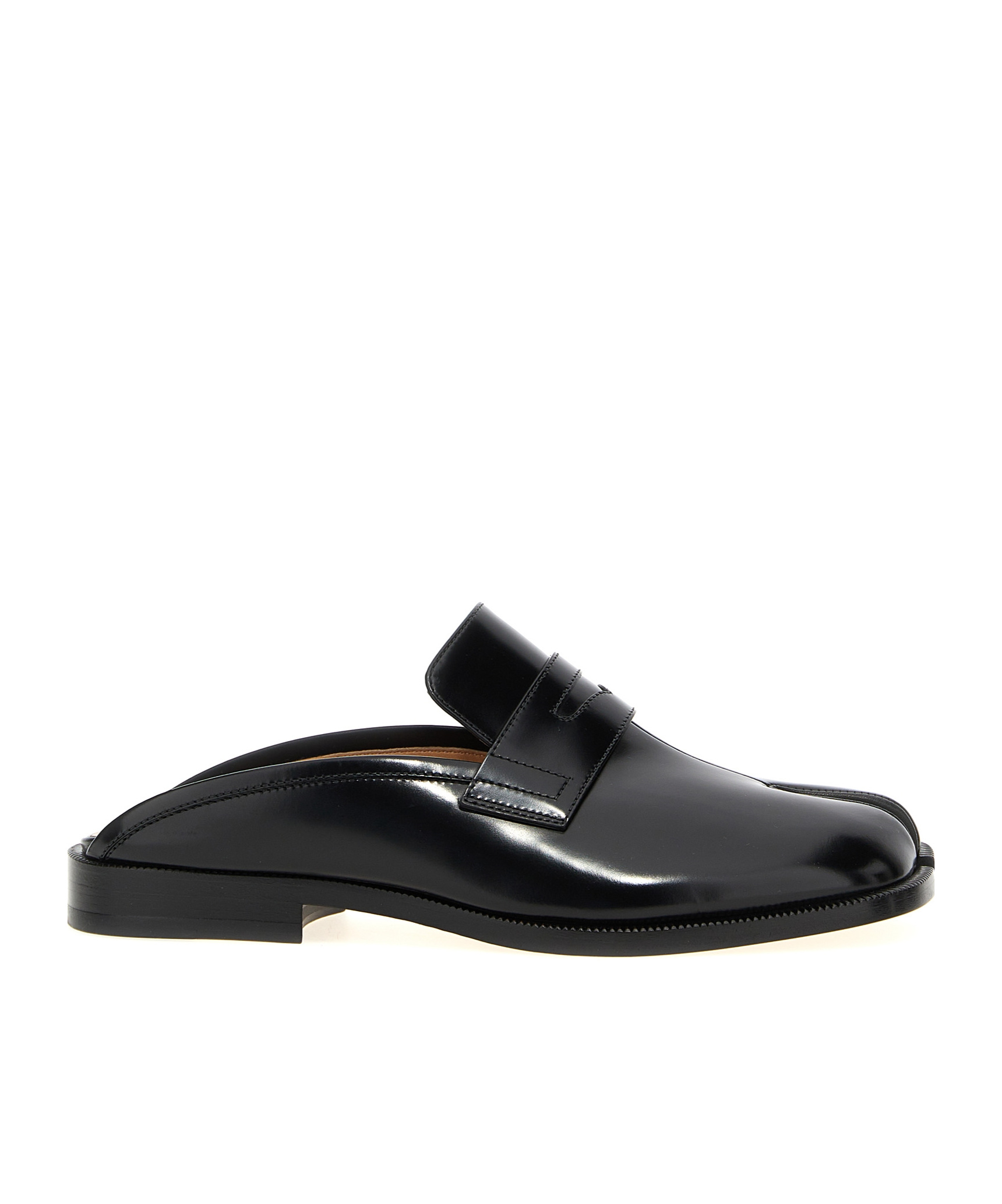 Maison Margiela Tabi City Calf Leather Flat Mules In Black