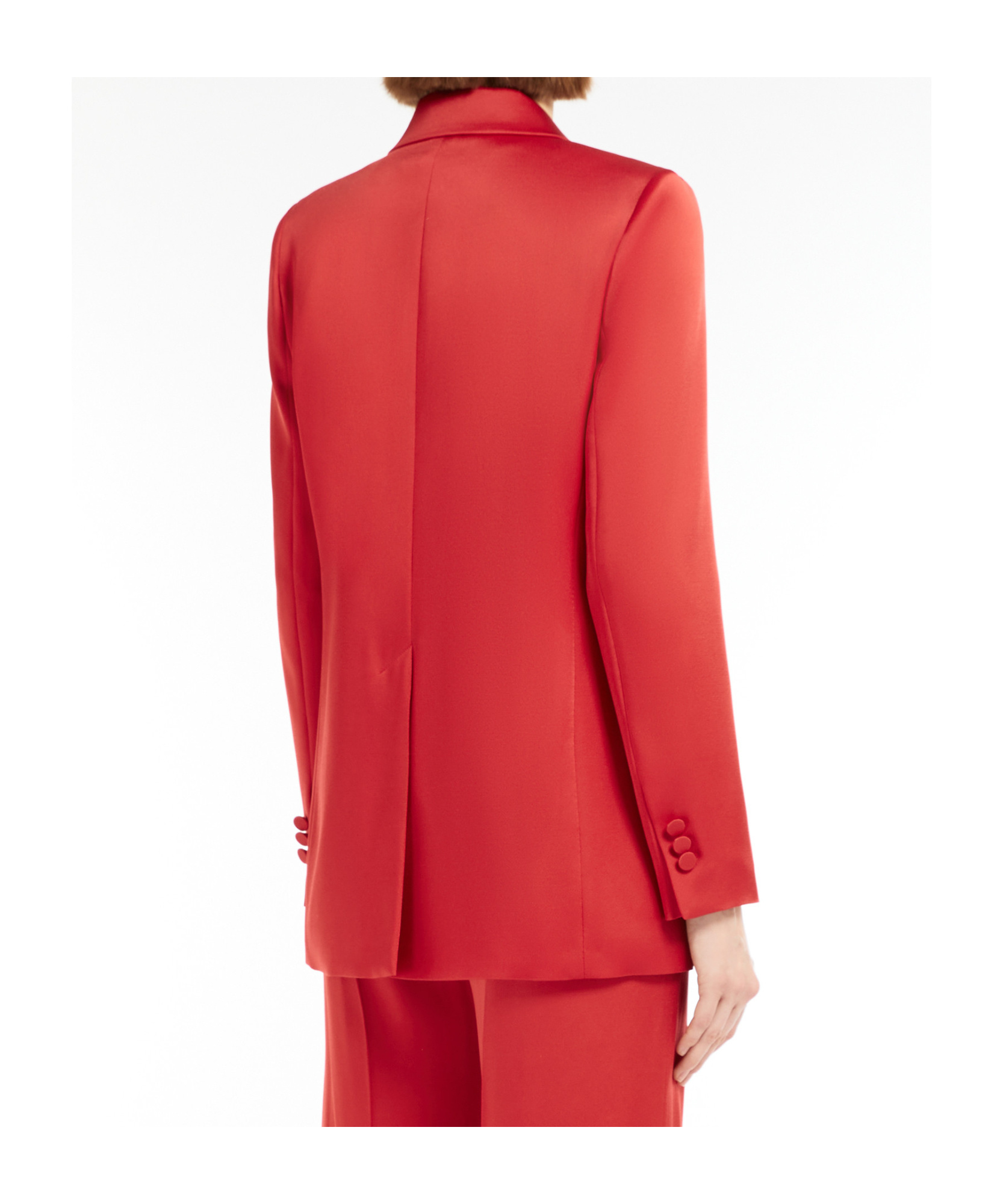 Max Mara Single-breasted Envers Satin Blazer In Red