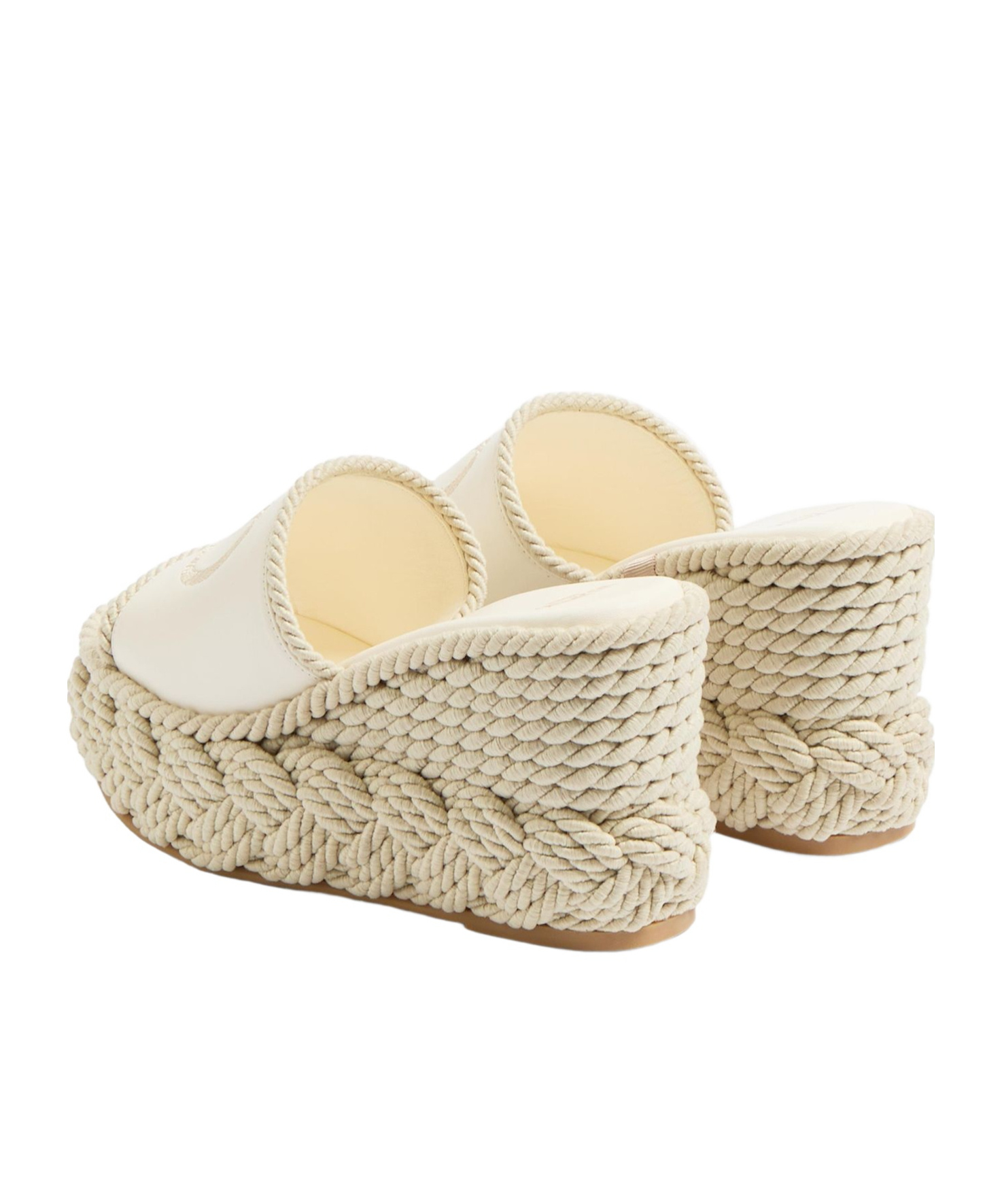Valentino Vlogo Silk Torchon 100 Leather Wedge Sandal In White