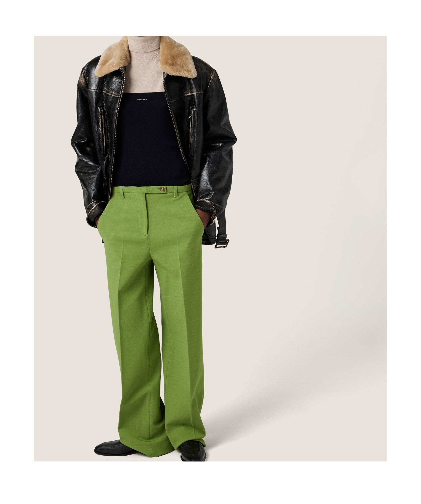 Miu Miu Straight-leg Tailored Pants In Green