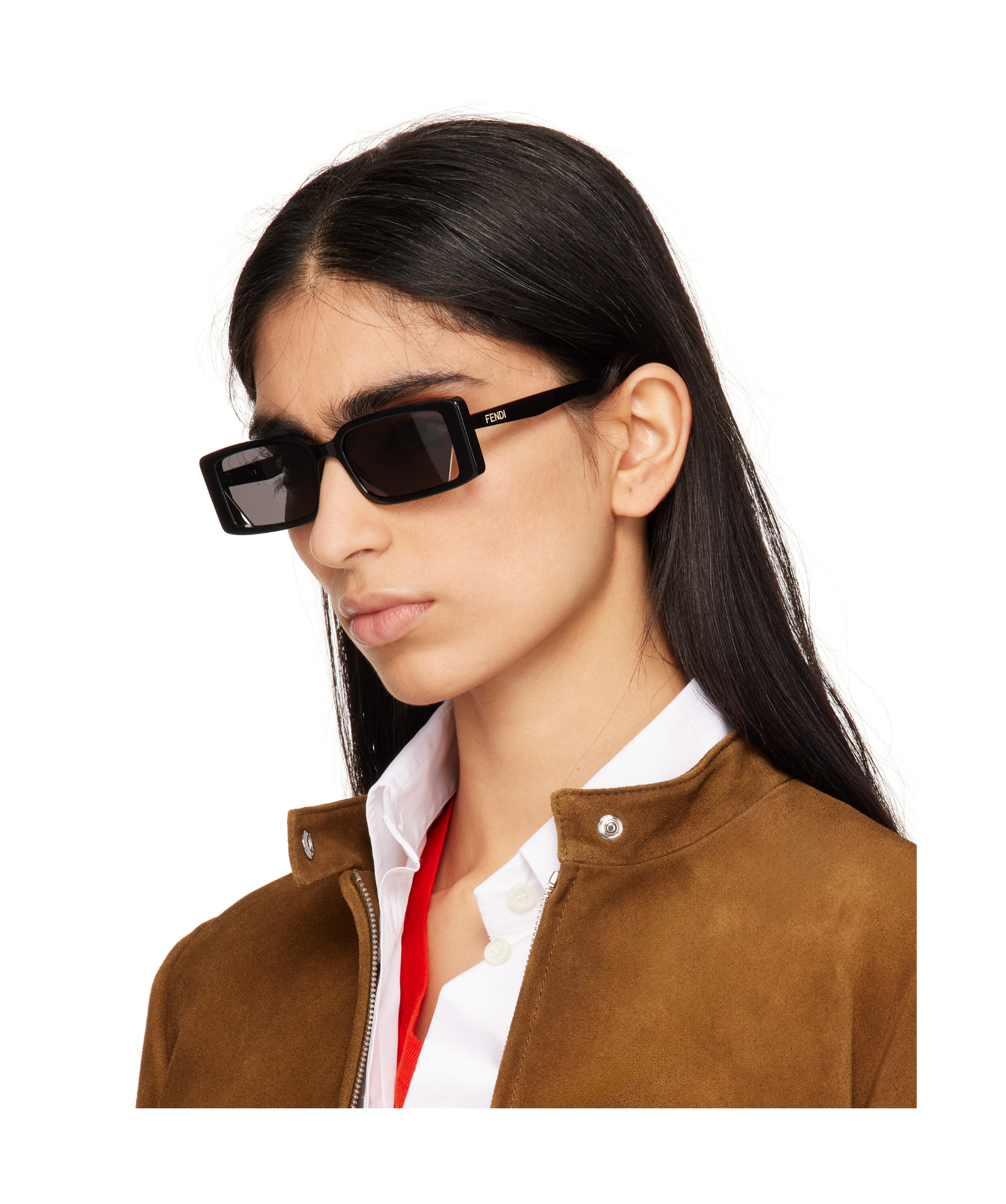 Fendi Way Rectangular Sunglasses, 53mm In Black