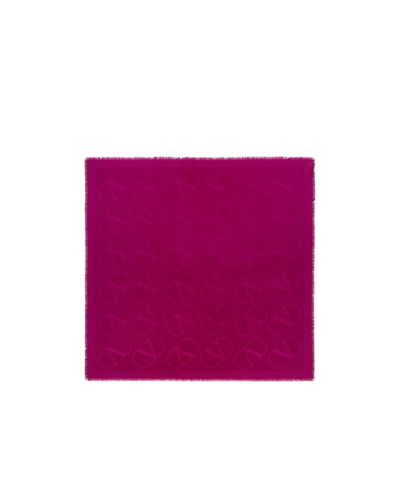 Valentino Garavani Vlogo Signature Jacquard Shawl In Silk And Wool 140x140 Cm Woman Primrose Uni In Primroses