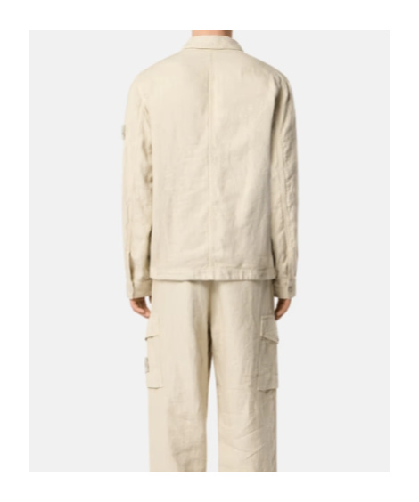 Stone Island Overshirt With Pockets And Button Fastening In Beige