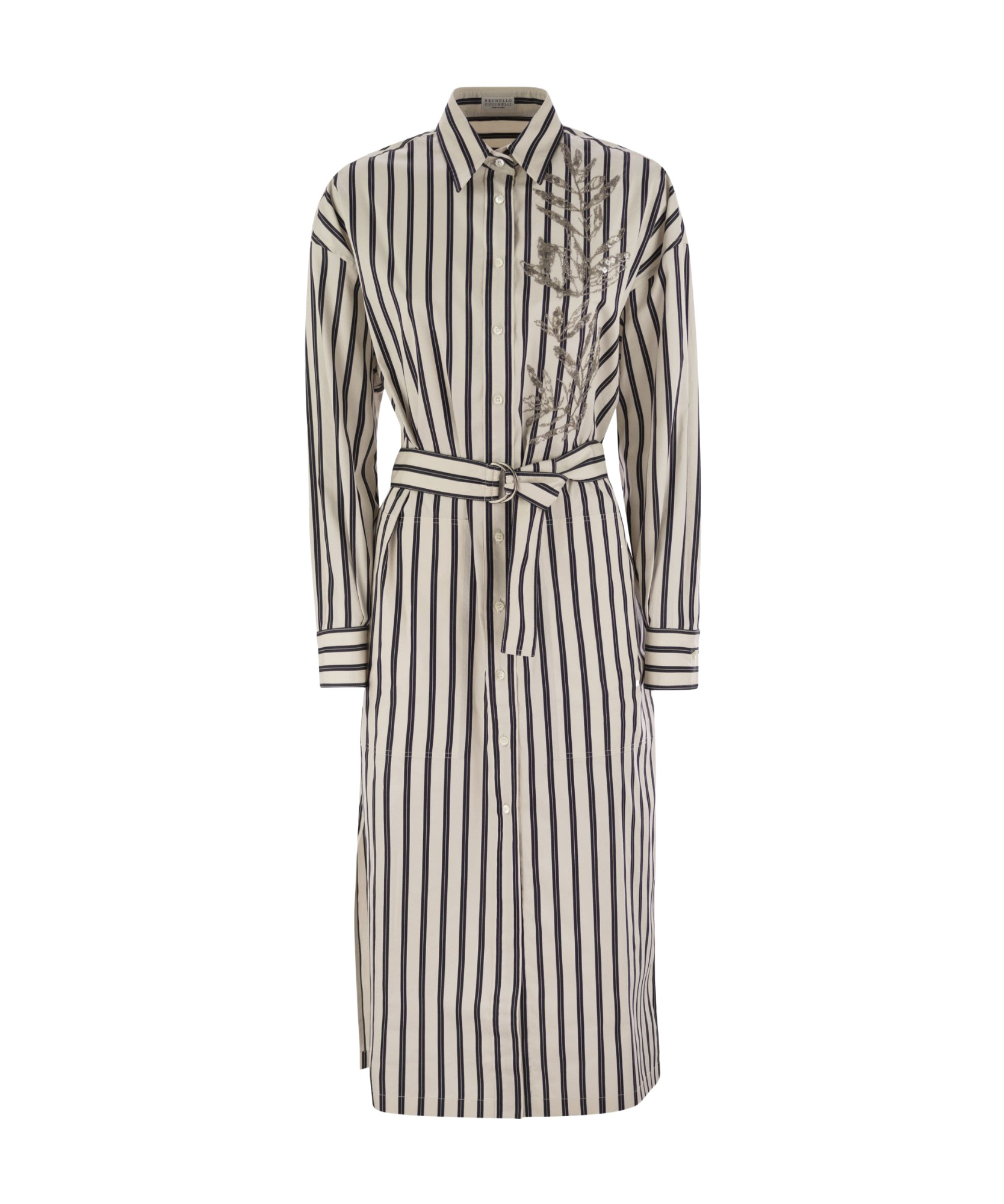 Brunello Cucinelli Women's Striped Midi Dress In Nude