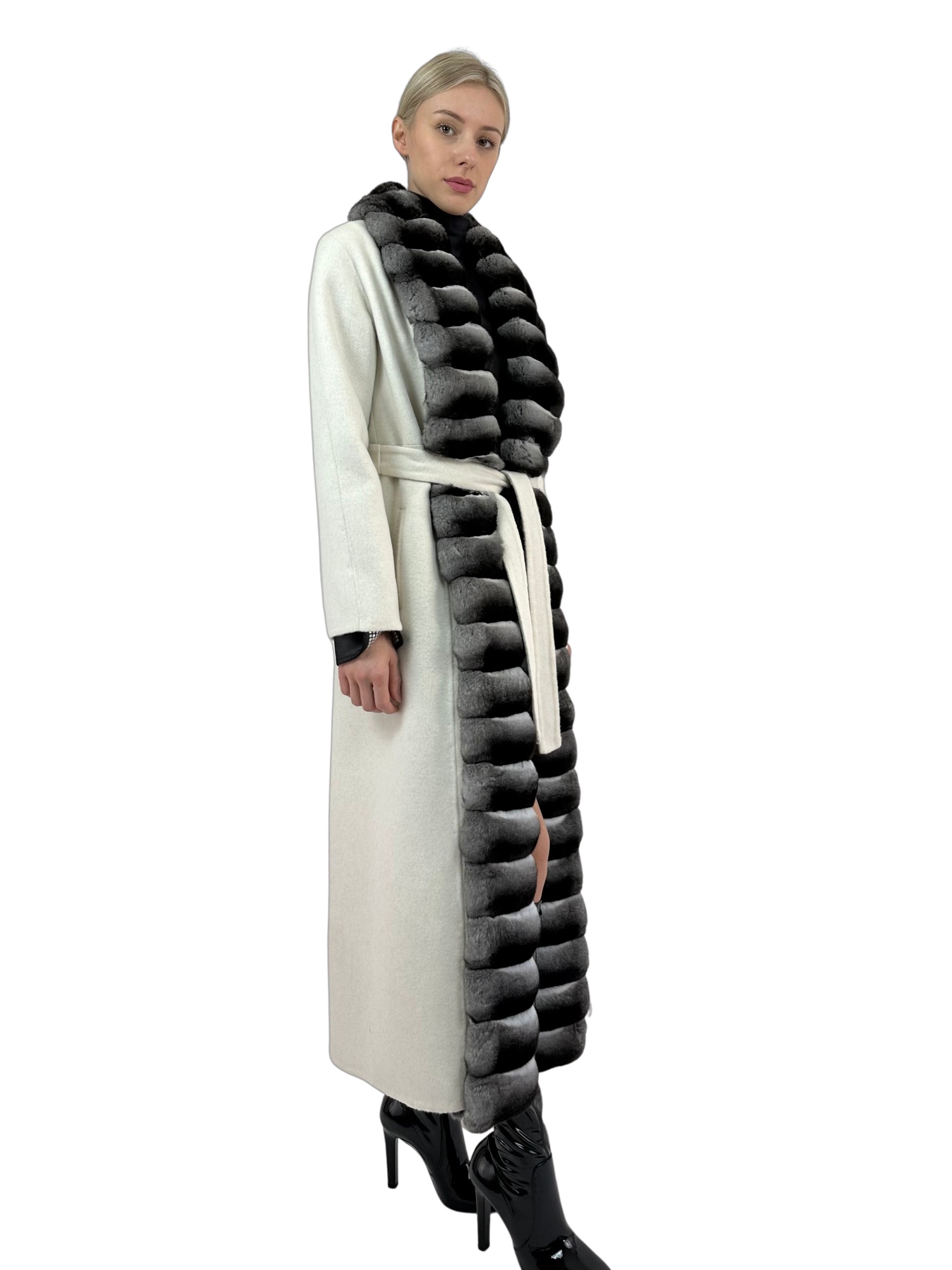 Liska Lace-up Coat In Black
