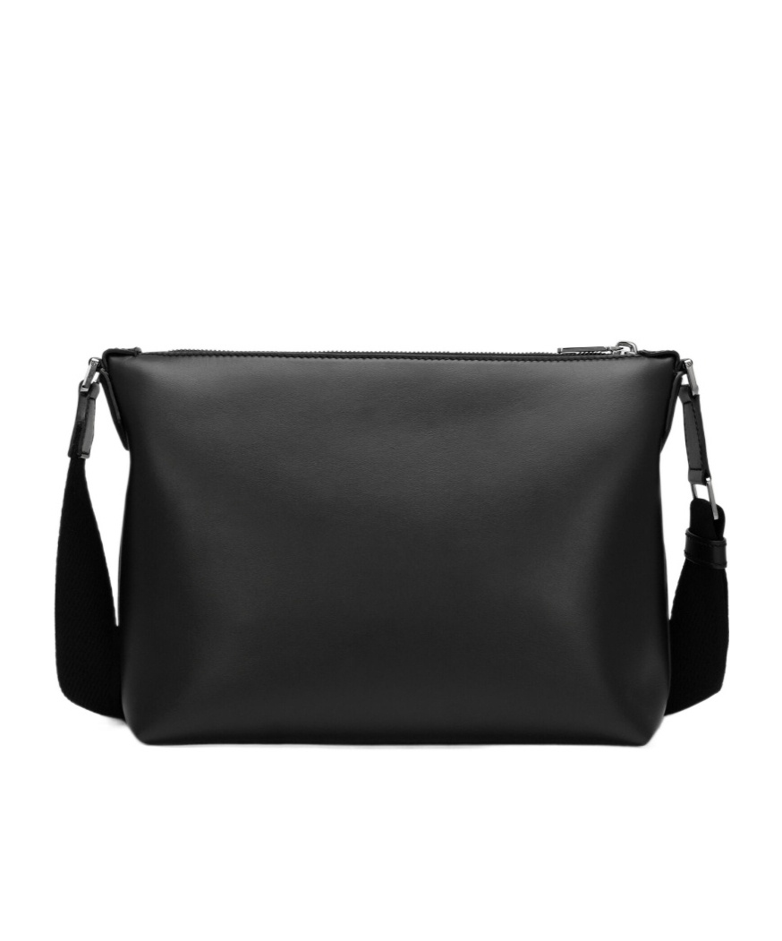 Dolce & Gabbana Calfskin Crossbody Bag With Raised Logo In Black