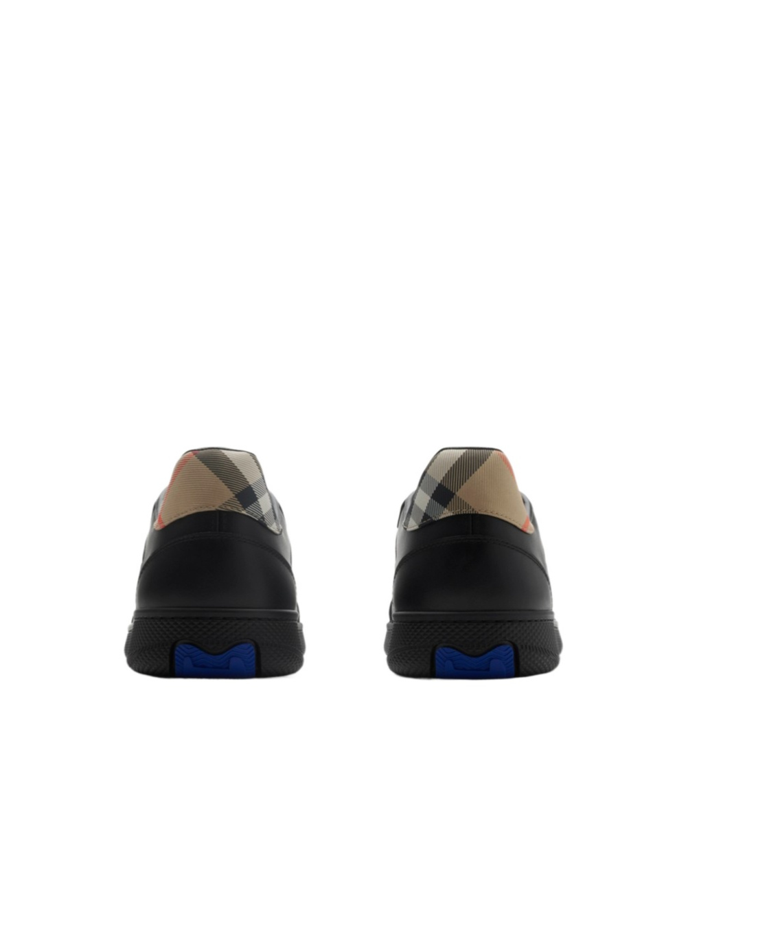 Burberry Leather And Check Terrace Sneakers​ In Black/sand