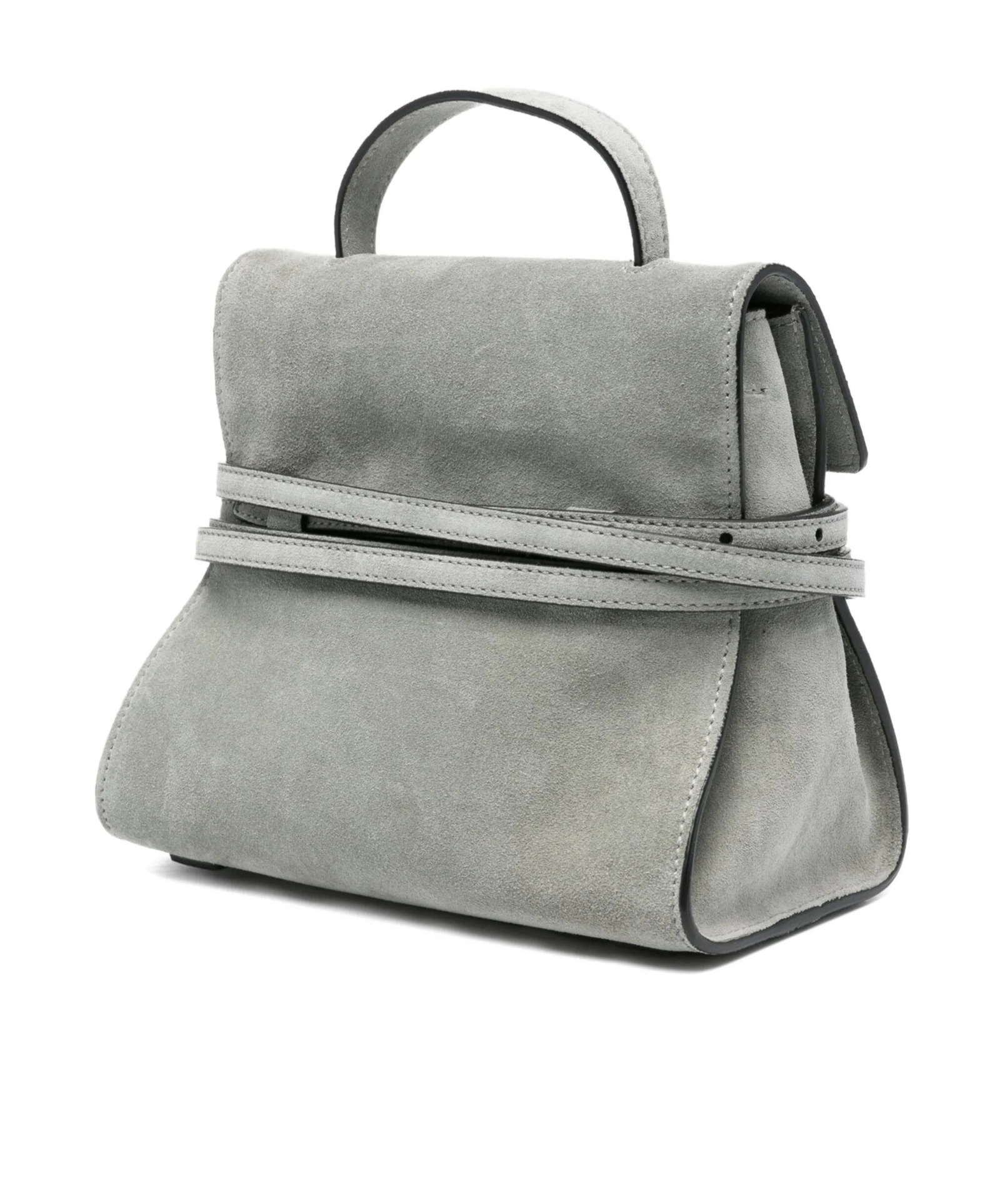 Moschino Belt-details Suede Tote Bag In Gray