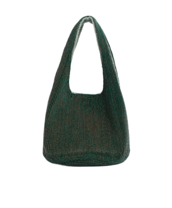 Jw Anderson Beaded Shoulder Bag Structured Shape In Green