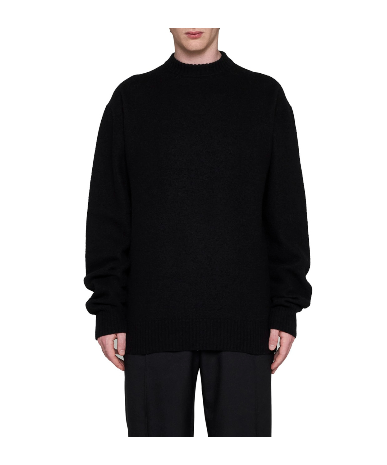 Jil Sander Midweight Alpaca Wool Sweater In Black
