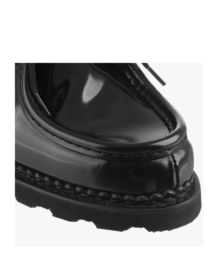 Paraboot Calf Leather Flat Shoes With Lace-up Closure In Black