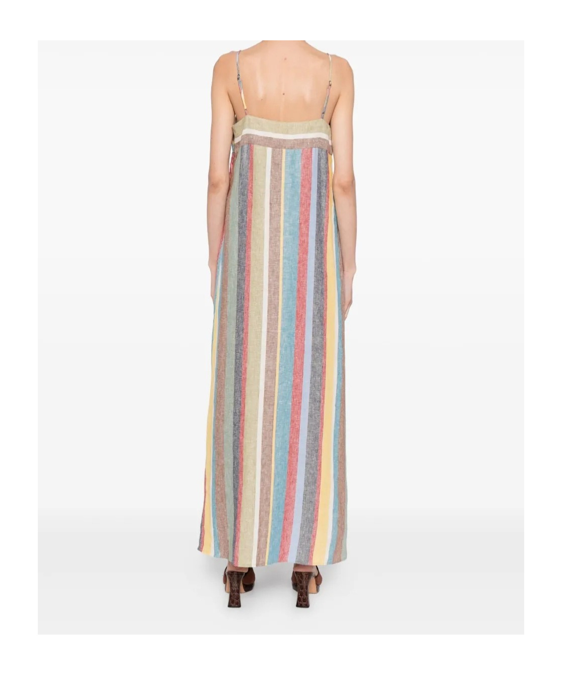 Staud Laura Linen Dress In Market Stripe In Multi