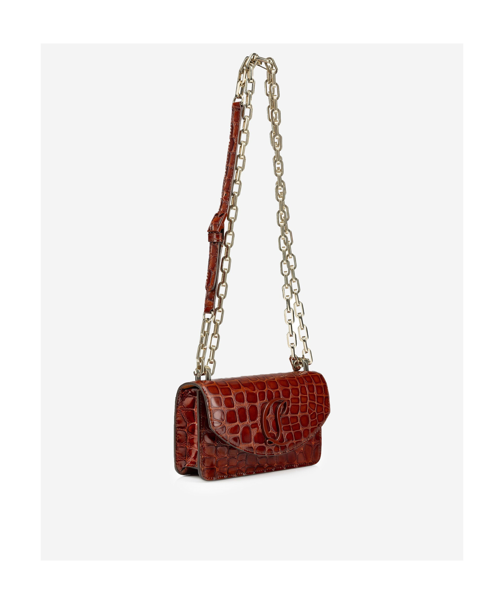 Christian Louboutin Loubi54 Chain Crossbody Small In Brown