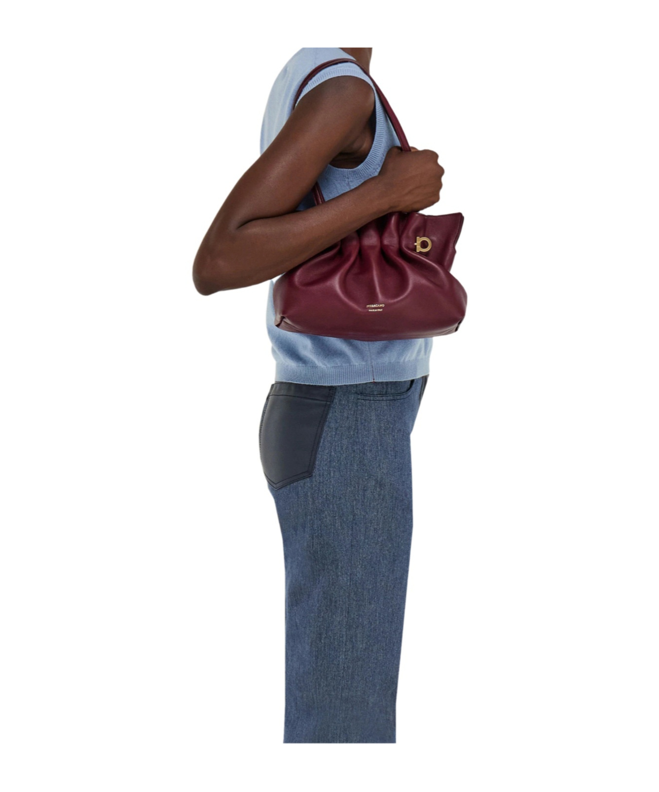 Ferragamo Small Double-gancini Gathered Shoulder Bag In Purple