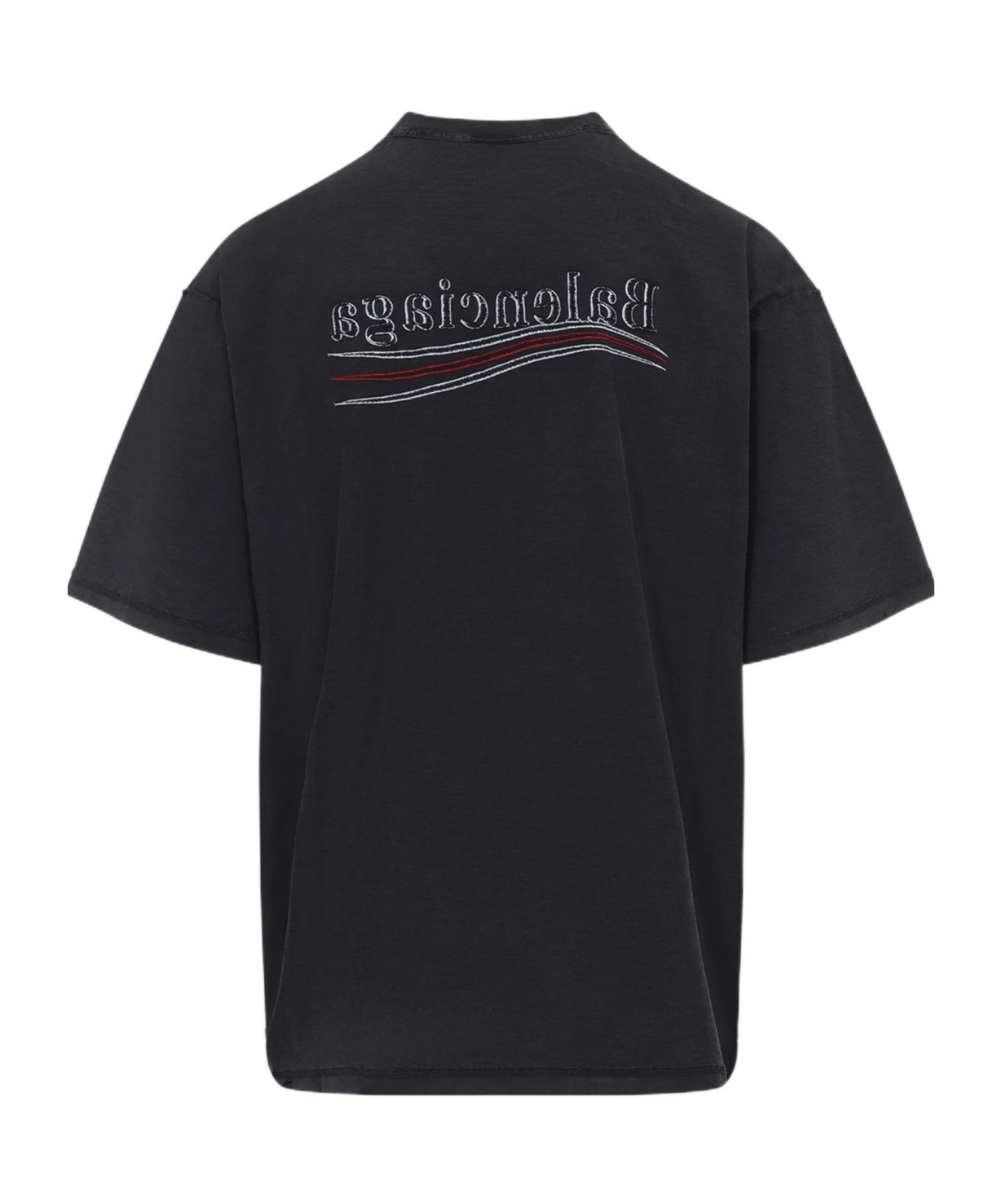 Balenciaga Men Graphite Cotton Oversize T-shirt In Black, White, Red