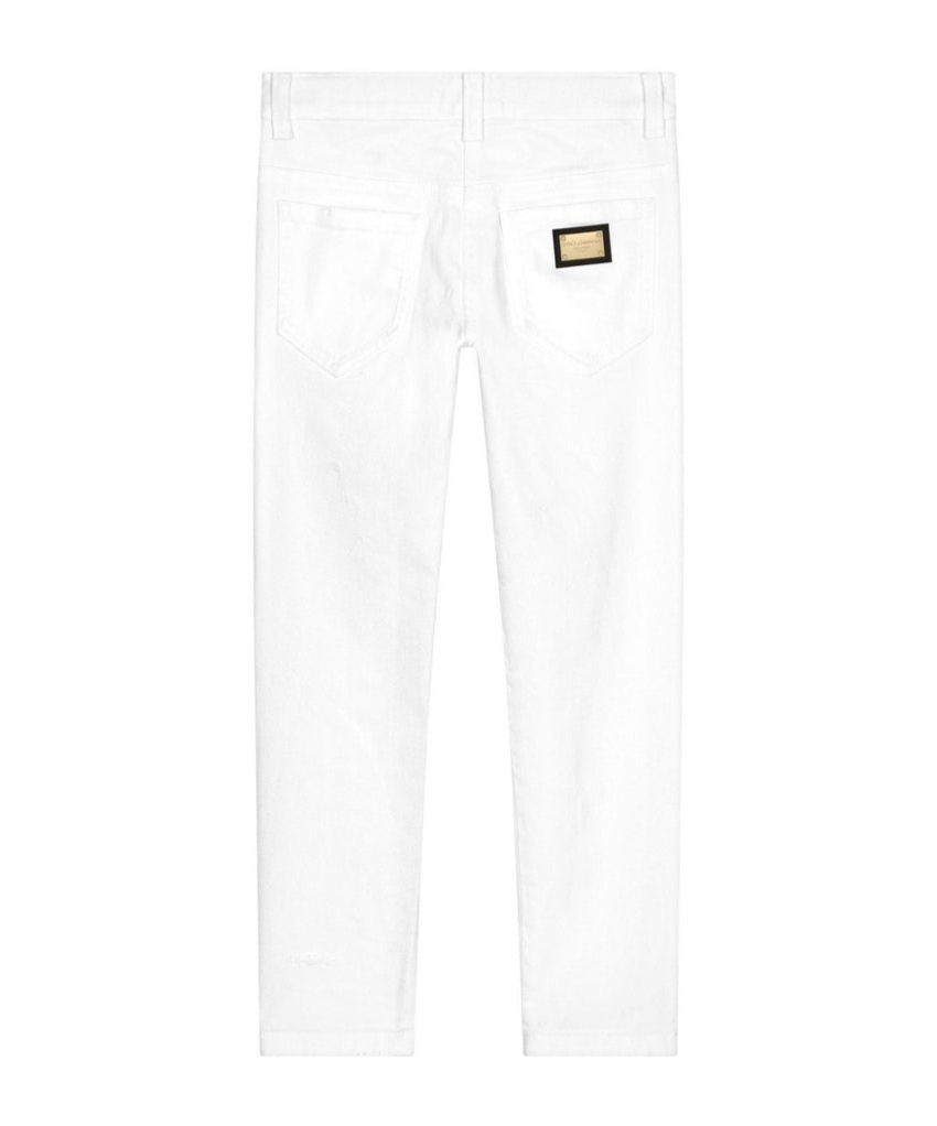 Dolce & Gabbana Logo-plaque Slim-cut Jeans In White
